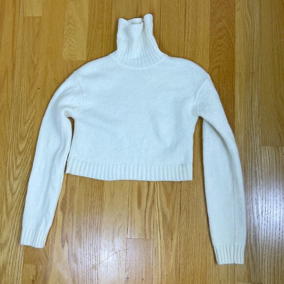 Sunday Best Sweater Turtleneck Merino Wool Blend Cropped Cream Ivory (S) Aritzia - Picture 4 of 7